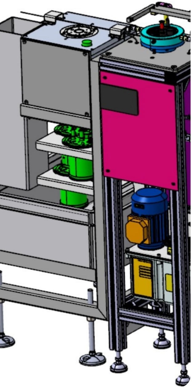 Modèle 3D de la station de huilage de filtres à gasoil réalisé en conception CAO